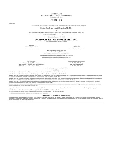 Thumbnail NNN REIT 10-K Annual Report 2013