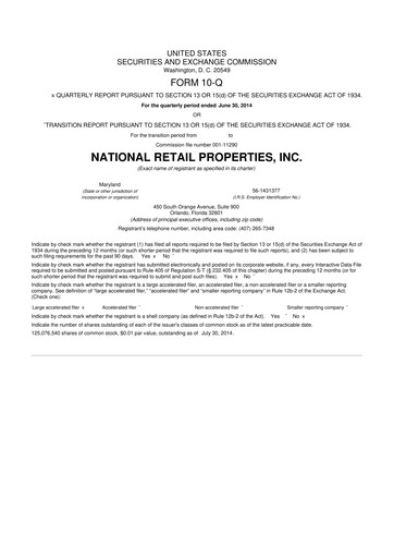Thumbnail NNN REIT 10-Q Quarterly Report FY2014 