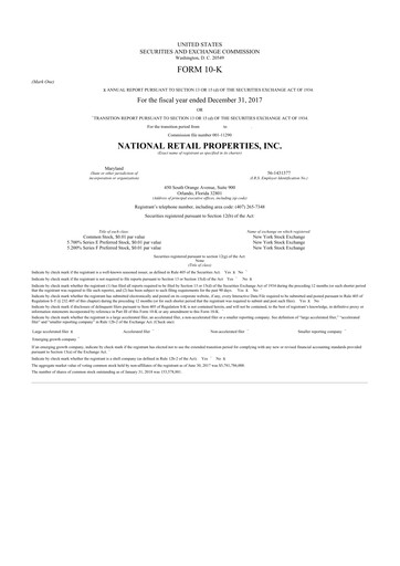 Thumbnail NNN REIT 10-K Annual Report 2017