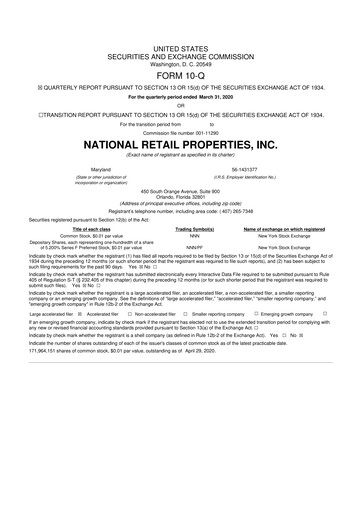Thumbnail NNN REIT 10-Q Quarterly Report FY2020 
