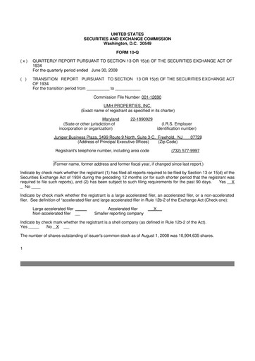 Thumbnail UMH Properties 10-Q Quarterly Report FY 