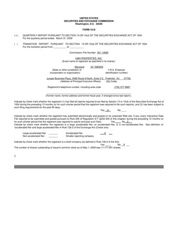Thumbnail UMH Properties 10-Q Quarterly Report FY 