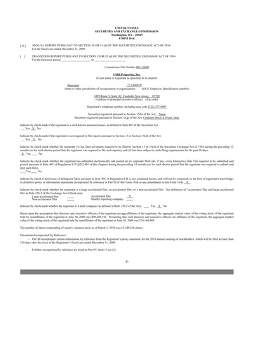 Thumbnail UMH Properties 10-K Annual Report 