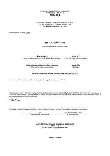 Thumbnail Unitil Corporation
 10-Q Quarterly Report FY 