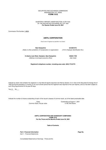Thumbnail Unitil Corporation
 10-Q Quarterly Report FY 