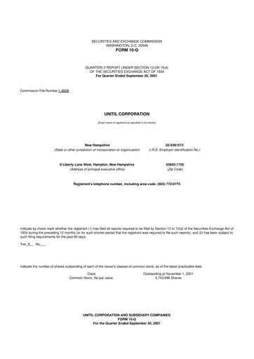 Thumbnail Unitil Corporation
 10-Q Quarterly Report FY 
