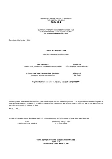 Thumbnail Unitil Corporation
 10-Q Quarterly Report FY 