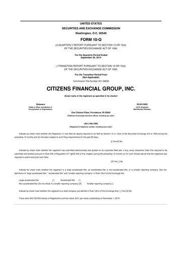 Thumbnail Citizens Financial Group 10-Q Quarterly Report FY2014 