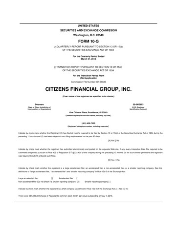 Thumbnail Citizens Financial Group 10-Q Quarterly Report FY2015 