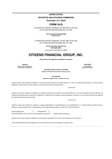 Thumbnail Citizens Financial Group 10-Q Quarterly Report FY2015 