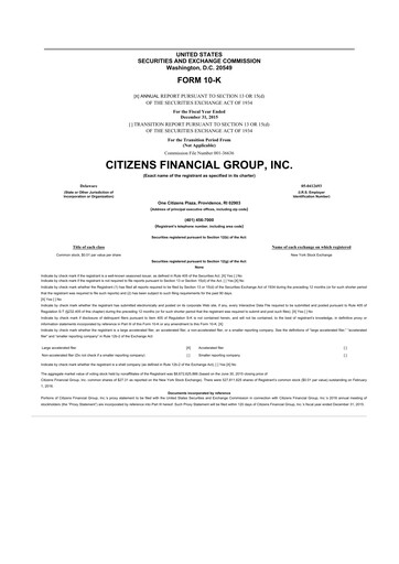 Thumbnail Citizens Financial Group 10-K Annual Report 2015