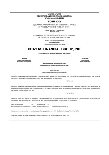 Thumbnail Citizens Financial Group 10-Q Quarterly Report FY2016 