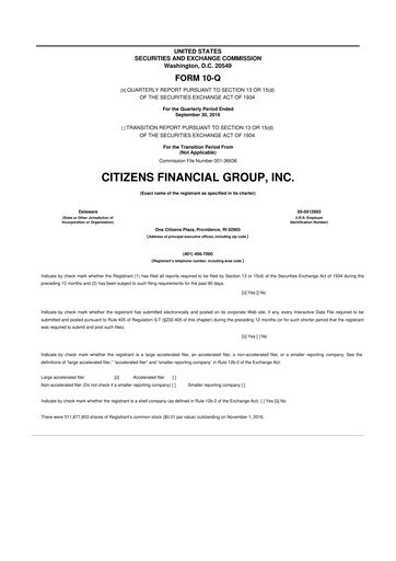 Thumbnail Citizens Financial Group 10-Q Quarterly Report FY2016 