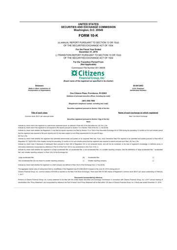 Thumbnail Citizens Financial Group 10-K Annual Report 2016