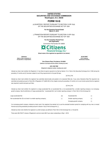 Thumbnail Citizens Financial Group 10-Q Quarterly Report FY2018 