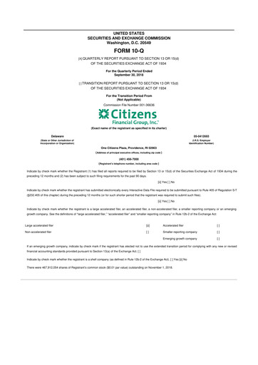 Thumbnail Citizens Financial Group 10-Q Quarterly Report FY2018 
