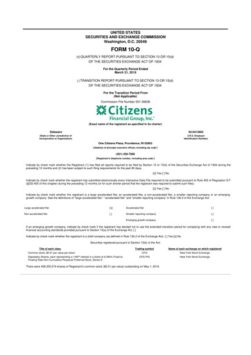 Thumbnail Citizens Financial Group 10-Q Quarterly Report FY2019 