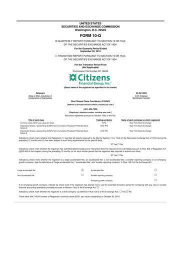 Thumbnail Citizens Financial Group 10-Q Quarterly Report FY2019 