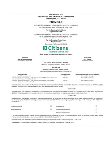 Thumbnail Citizens Financial Group 10-Q Quarterly Report FY2020 