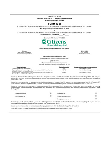Thumbnail Citizens Financial Group 10-Q Quarterly Report FY2025 