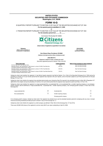 Vorschaubild Citizens Financial Group 10-Q Quartalsbericht  