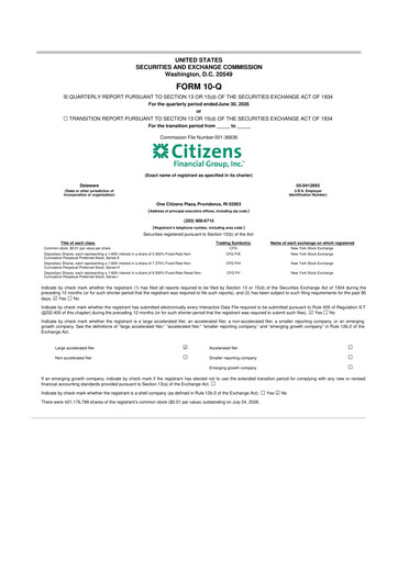 Vorschaubild Citizens Financial Group 10-Q Quartalsbericht 2026 