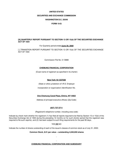 Thumbnail Chemung Financial Corporation 10-Q Quarterly Report FY 