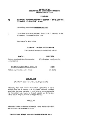 Thumbnail Chemung Financial Corporation 10-Q Quarterly Report FY 