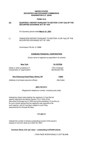Thumbnail Chemung Financial Corporation 10-Q Quarterly Report FY 