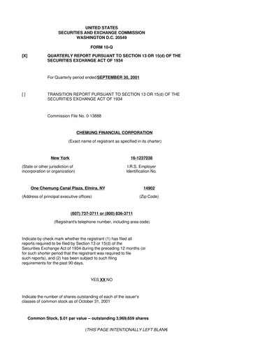 Thumbnail Chemung Financial Corporation 10-Q Quarterly Report FY 