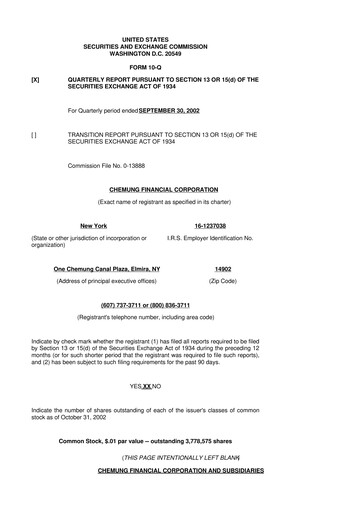Thumbnail Chemung Financial Corporation 10-Q Quarterly Report FY 