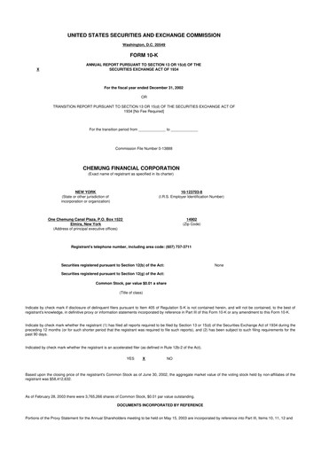 Thumbnail Chemung Financial Corporation 10-K Annual Report 
