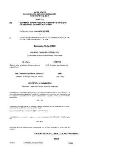 Thumbnail Chemung Financial Corporation 10-Q Quarterly Report FY 