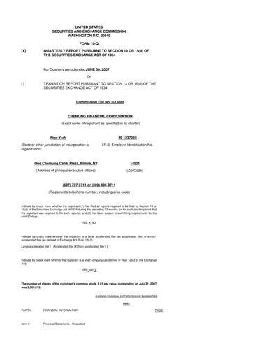 Thumbnail Chemung Financial Corporation 10-Q Quarterly Report FY 