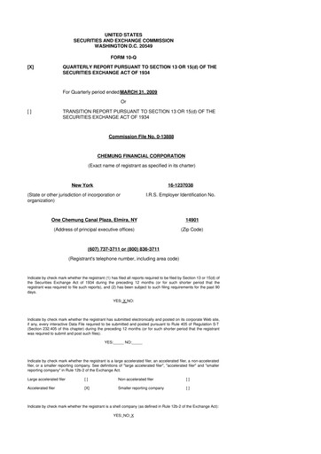 Thumbnail Chemung Financial Corporation 10-Q Quarterly Report FY 
