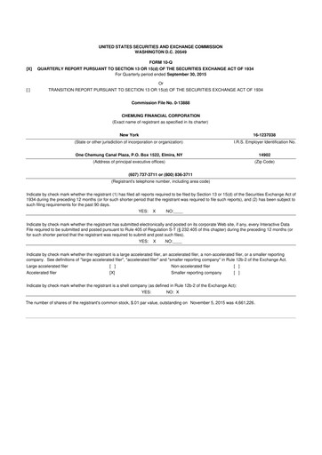 Thumbnail Chemung Financial Corporation 10-Q Quarterly Report FY2015 