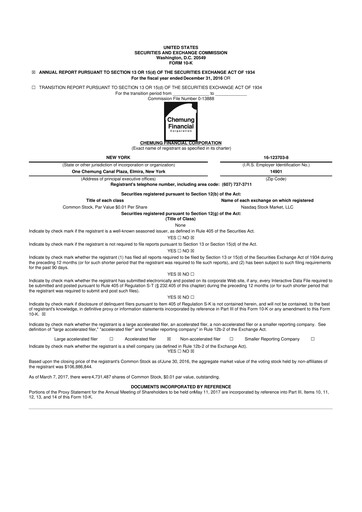 Thumbnail Chemung Financial Corporation 10-K Annual Report 2016