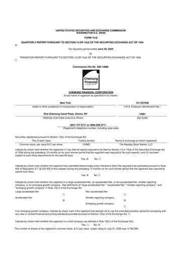 Thumbnail Chemung Financial Corporation 10-Q Quarterly Report FY2020 