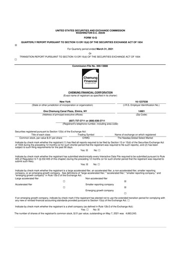 Thumbnail Chemung Financial Corporation 10-Q Quarterly Report FY2021 