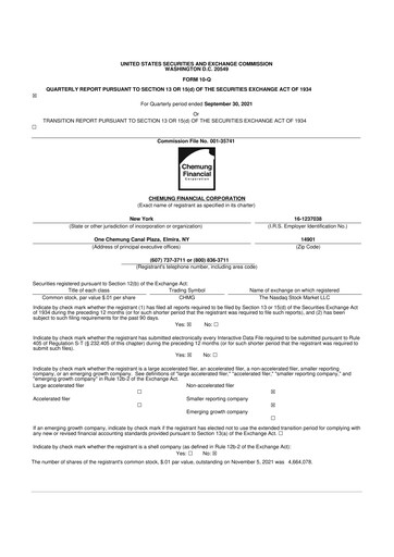 Thumbnail Chemung Financial Corporation 10-Q Quarterly Report FY2021 