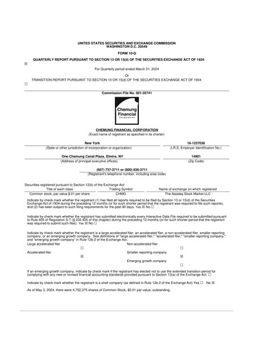 Thumbnail Chemung Financial Corporation 10-Q Quarterly Report FY2024 