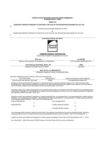 Thumbnail Chemung Financial Corporation 10-Q Quarterly Report FY2024 