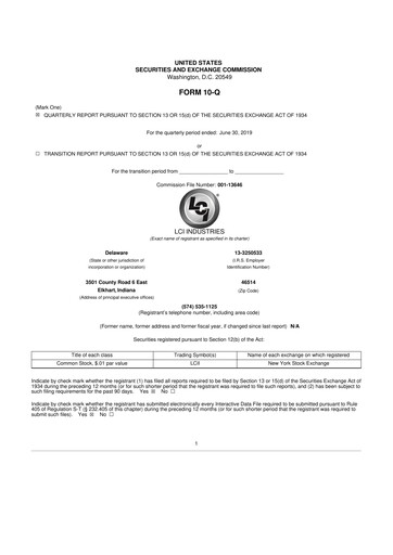 Thumbnail LCI Industries
 10-Q Quarterly Report FY2019 