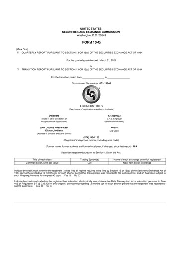 Thumbnail LCI Industries
 10-Q Quarterly Report FY2021 