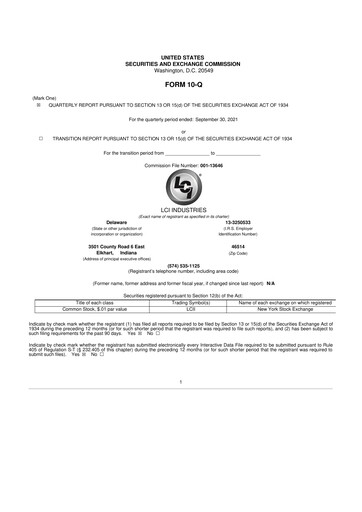 Thumbnail LCI Industries
 10-Q Quarterly Report FY2021 