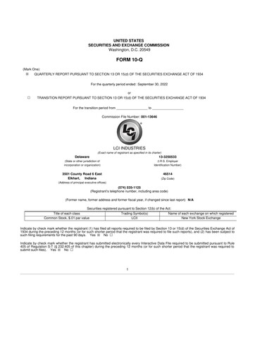 Thumbnail LCI Industries
 10-Q Quarterly Report FY2022 