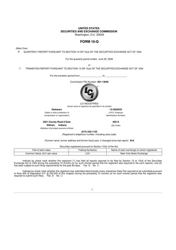 Vorschaubild LCI Industries
 10-Q Quartalsbericht 2026 