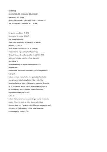 Thumbnail First United Corporation 10-Q Quarterly Report FY 