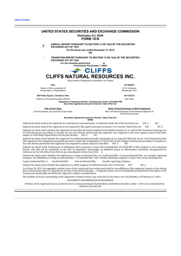 Thumbnail Cleveland-Cliffs 10-K Annual Report 2012