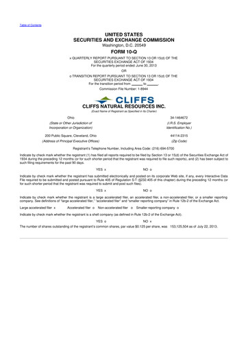 Thumbnail Cleveland-Cliffs 10-Q Quarterly Report FY2013 
